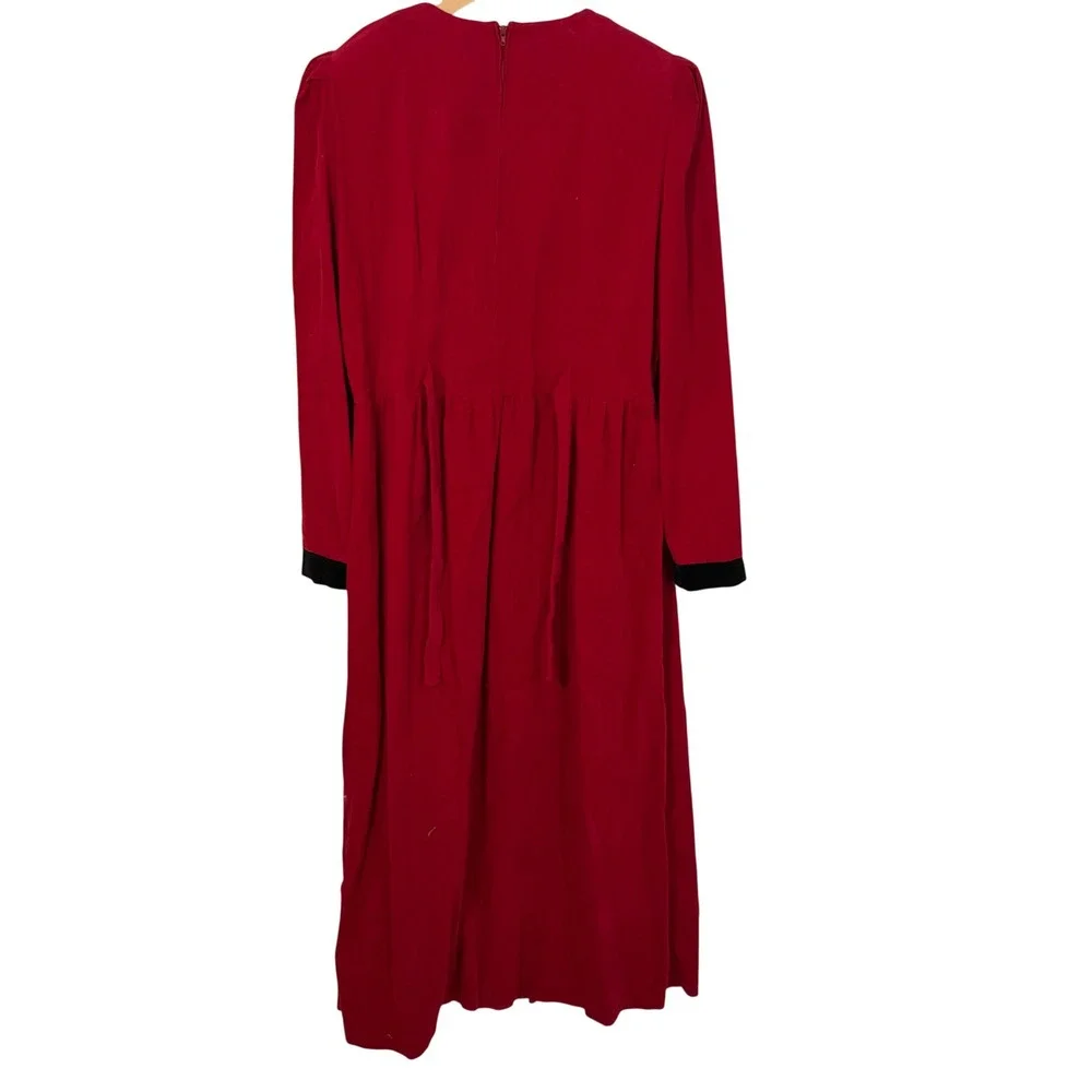 Jessica Howard Dress Womens 10 Red Excellent Corduroy Velvet Bows Holiday Midi